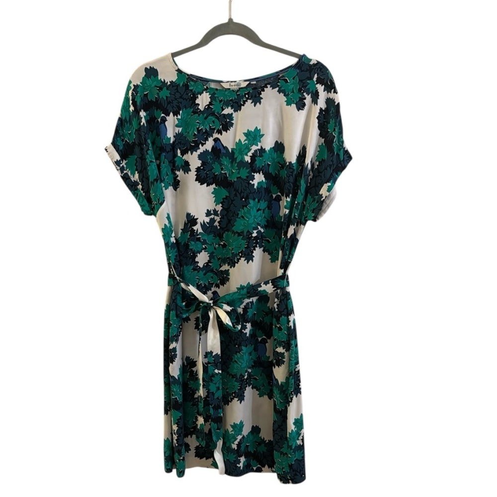 Floral Green and blue dress with ribbon  Belt